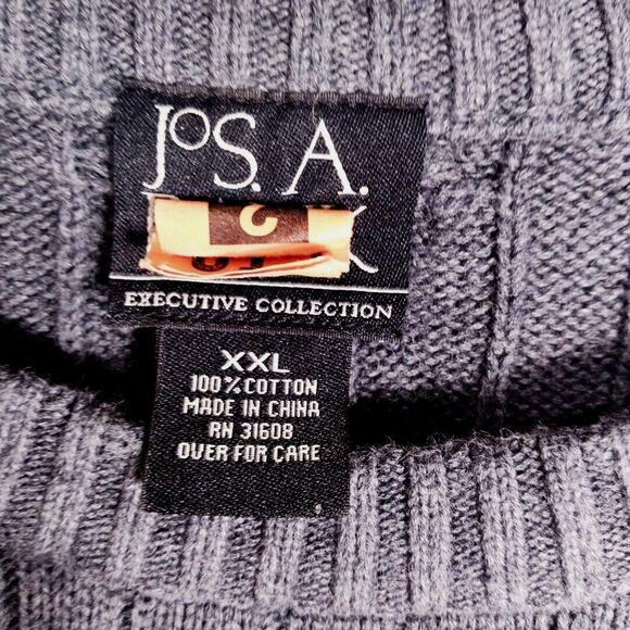 Jos A Bank Executive Collection Gray Crew Neck Long Sleeve Cable Knit Sweater 2X - Picture 3 of 10